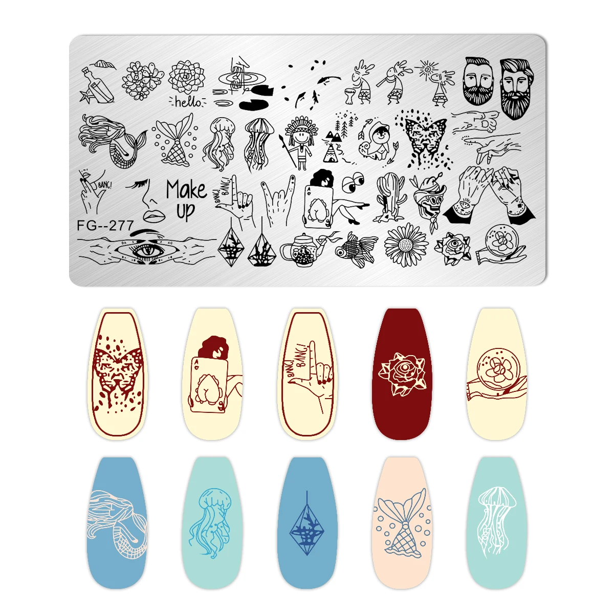 Summer Friute Nail Stamping Plates Line Sheep Pattern Cute sexy Girl Design Stamping Template Nail Art Image Plate Manicure Tool