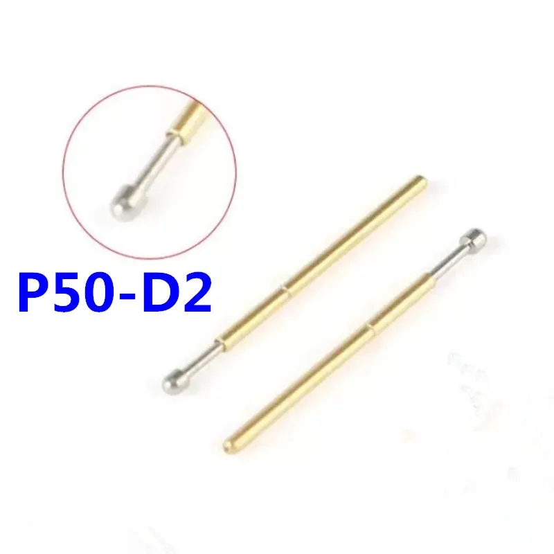 100PCS/pack P50-D2 Large Round Head Spring Test Pin Outer Diameter 0.68mm Length 16.55mm PCB Pogo Pin