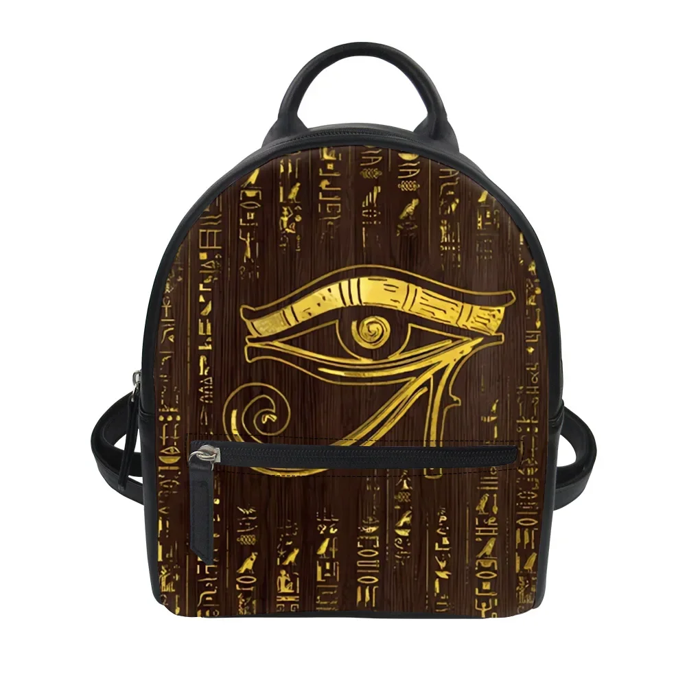 Horus Egyptian God Eye of Egypt Custom Backpack Purse Women Carter Schoolbag Double Shoulder Bag Mini Daypack Leather Travel Bag