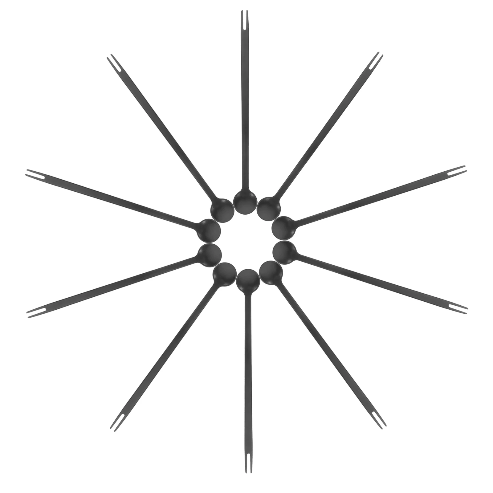 

10 Pcs Fruit Stick Cake Spoon Fork Appetizer Forks Stirring Household Mixing Black