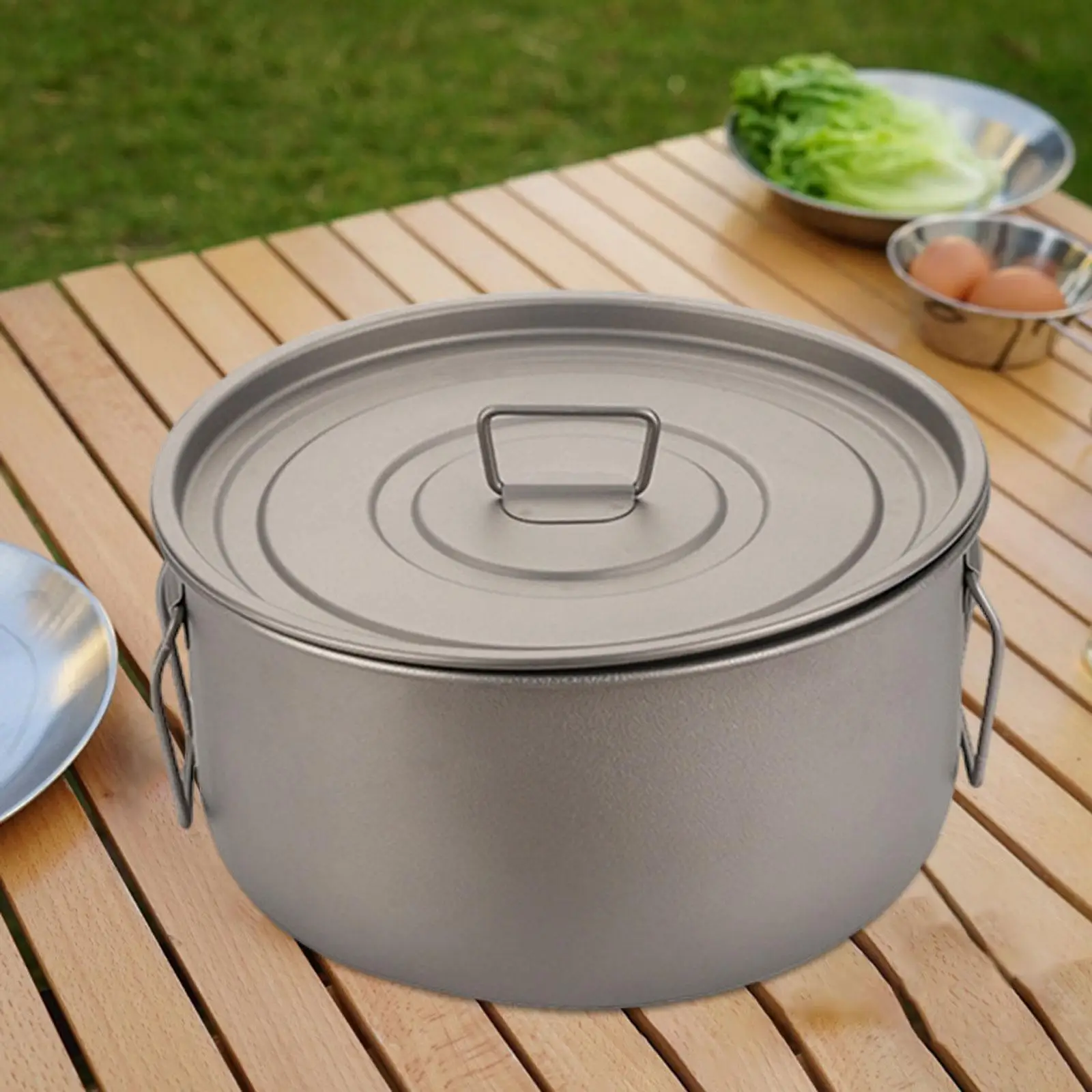 

Titanium Pot 1.8L with Foldable Handle Lightweight Compact Camping Cookware Soup