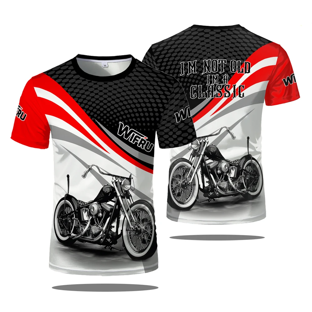

Motorcycle Pattern Men's 3D Printing T-shirt Classic Retro Street Clothing T-shirt Casual Round Neck Loose T-shirt