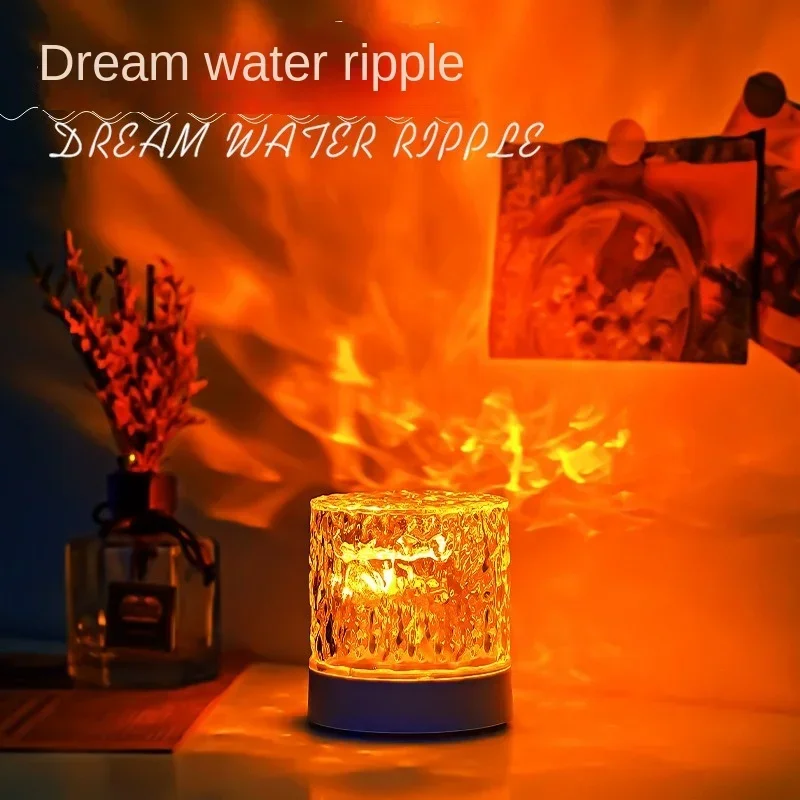 

Desk Lamp Water Pattern Water Ripple Night Light Dynamic Rotation Projection Aurora Flame Atmosphere Lamp Bedside Lamp Gift