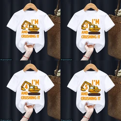 Engraçado Meninos T Camisas Interessante Escavadeira T-Shirt Impressão Gráfica 2 3 4 5-10 Presente de Aniversário Traje Crianças Tshirts Meninas T-Shirt Tops