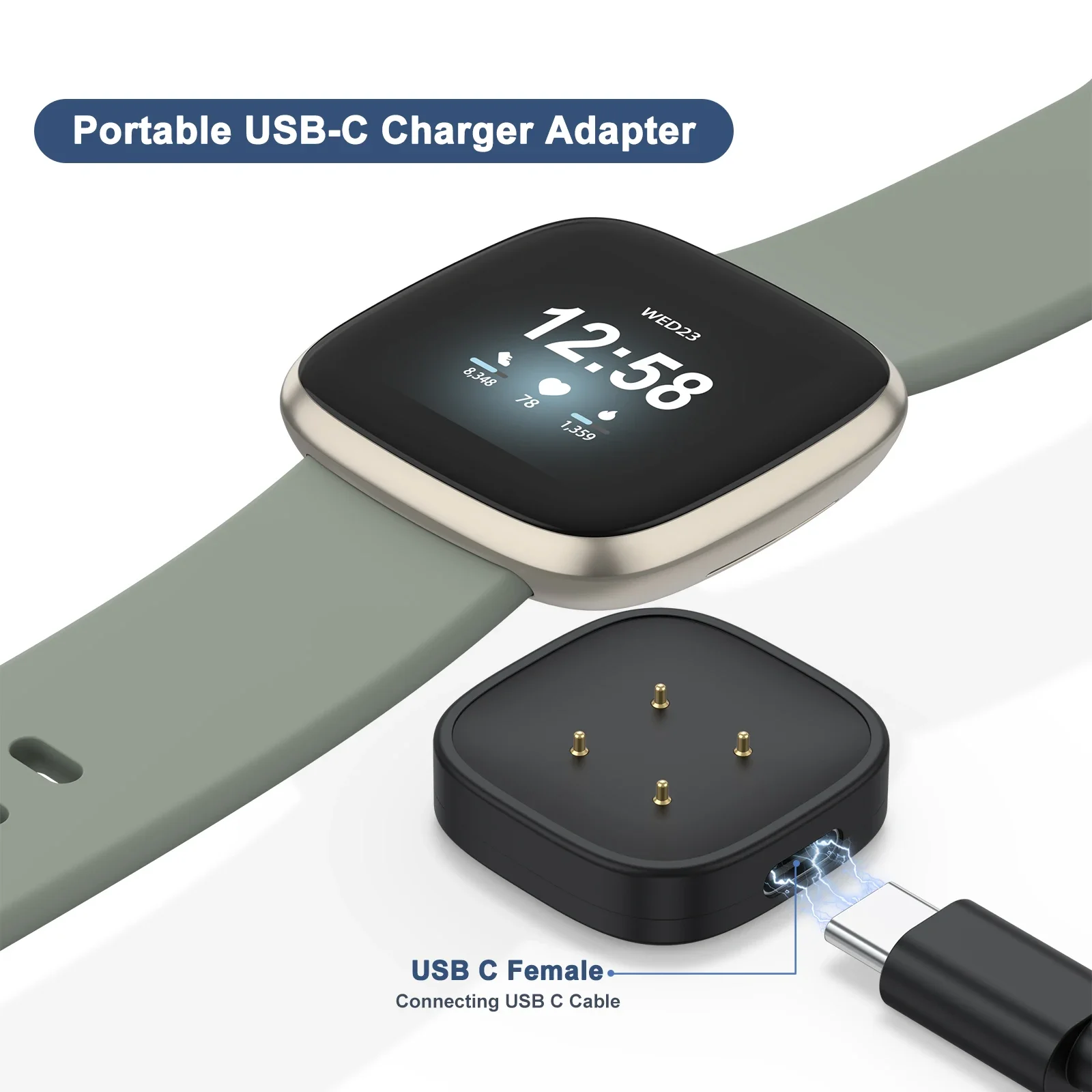 Fitbit Sense/Sense 2/Versa 4/Versa 3용 시계 충전기 헤드 Google Pixel Watch 2/Watch 3 충전기용 스마트워치 충전 케이블