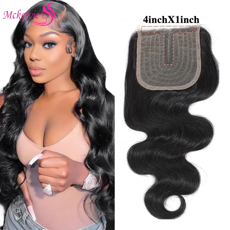 4x1 Lace Closure Human Hair Body Wave Brazilian Remy 100% Human Hair For Woman Transparent Lace Pre Plucked Hairline Daily Use