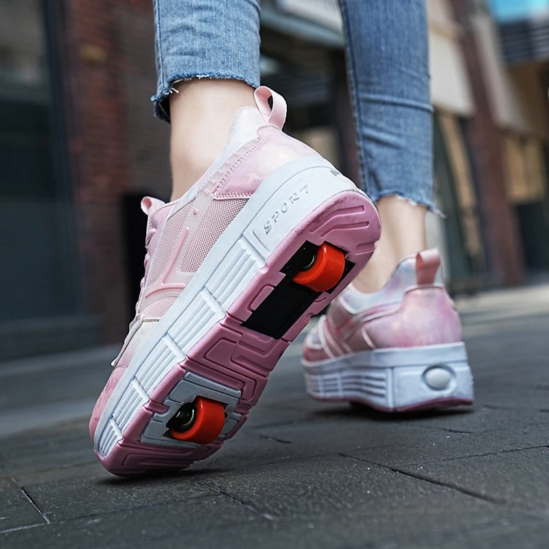 

Two Wheels Children's Roller Skate Shoes For Kids Boys Girls Sports Sneakers Walking Running Wear-resistant Casual Skateboard