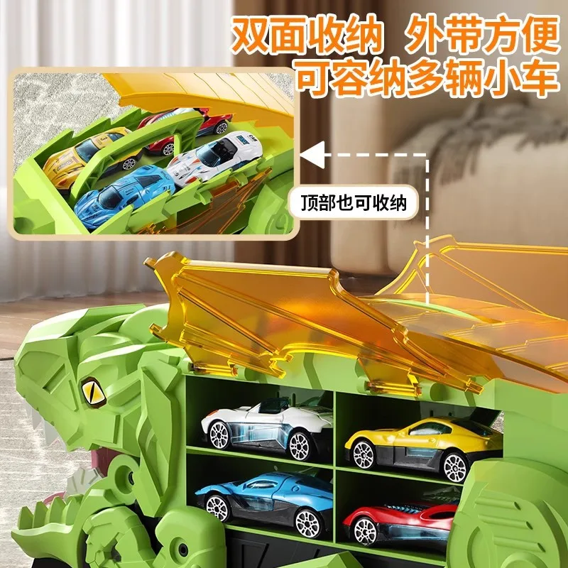 Children's Dinosaur Swallowing Car Toy Set Alloy Car Boy Engineering Car Birthday Gift