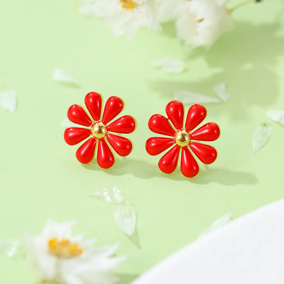 Daisy Earrings Small Fresh White Daisy Flower Ear Nail Sunflower Earring Korean Cute Women Girls Jewelry Brincos Wholesale