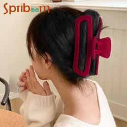 Rote Samt Haars pangen Herbst Winter Frauen Haar Kralle Clip Französisch elegante Haarnadel Korea Haarschmuck weibliche Kopf bedeckung Mädchen Geschenk