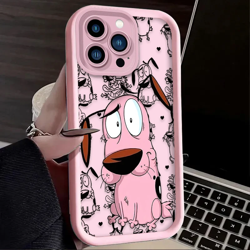 Courages Cowardly Dog Case For iPhone 14 15 16 13 12 11 Pro Max X XS X S Max XR SE 2020 7 8 Plus iphone16 Soft Silicone Funda