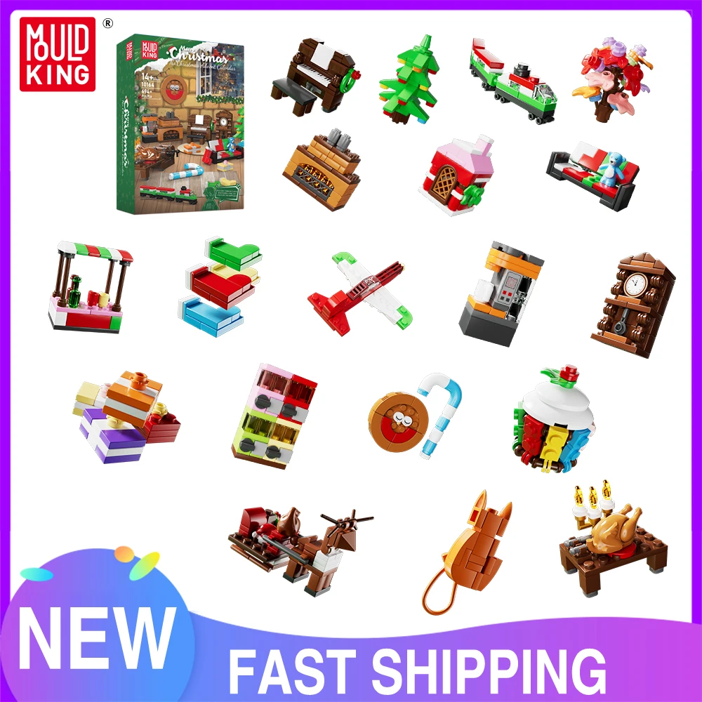 Mould King 10164 10165 Christmas Gift The 2024 Countdown Calendar Building Block Assembly Christmas Decoration Brick Kids Toys