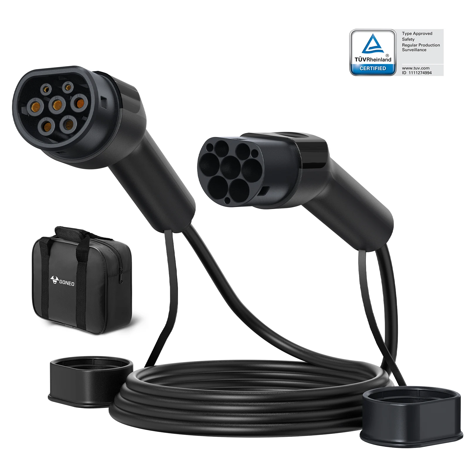 Cavo di ricarica CA GONEO da Tipo 2 a Tipo 2, 11kW/22kW, 5M 7M 10M 15M, 16A/32A, 3 fasi, cavo TPU IP54 per EV PHEV