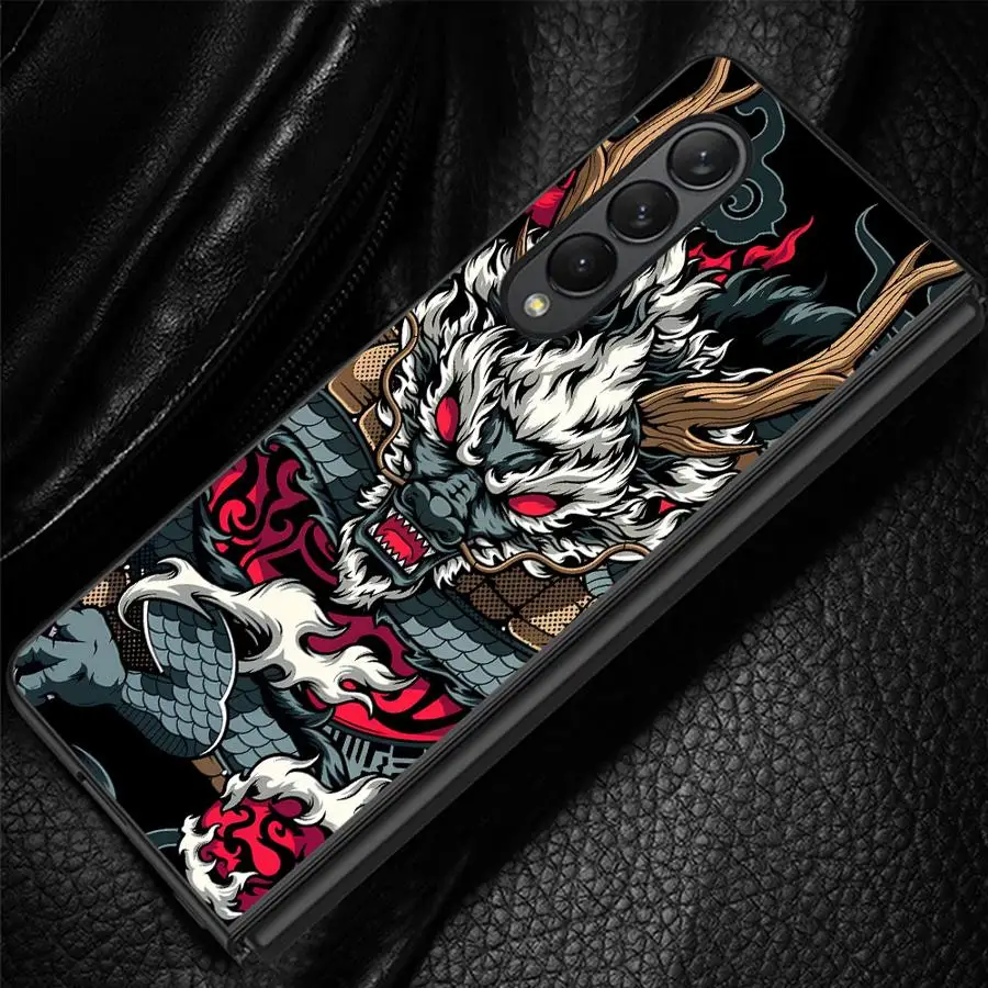 Retro Cartoon Dragon Phone Cover Case for Samsung Galaxy Z Fold 8 Ultra Z Fold 7 6 5 4 3 ZFold5 ZFold6 ZFold4 ZFold3 ZFold7