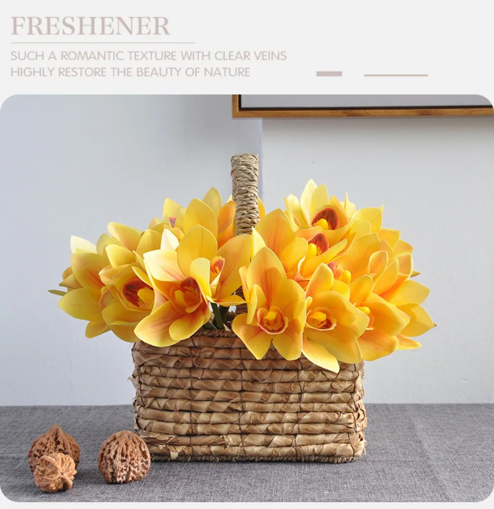 Künstliche Cymbidium-Blumen mit Echtem Touch, Magnolien, Dekorative Kunstpflanzen, Lange Zweige, Seiden-Kunstblumen – Detail 6