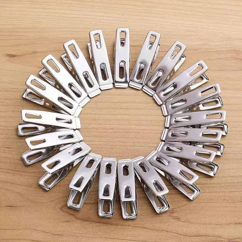 20/40/60Pcs/Set Stainless Steel Clothes Pegs 4.5cm Clips Washing Line Hang Photos Hanger Pins Windproof Metal Clothespins Seal