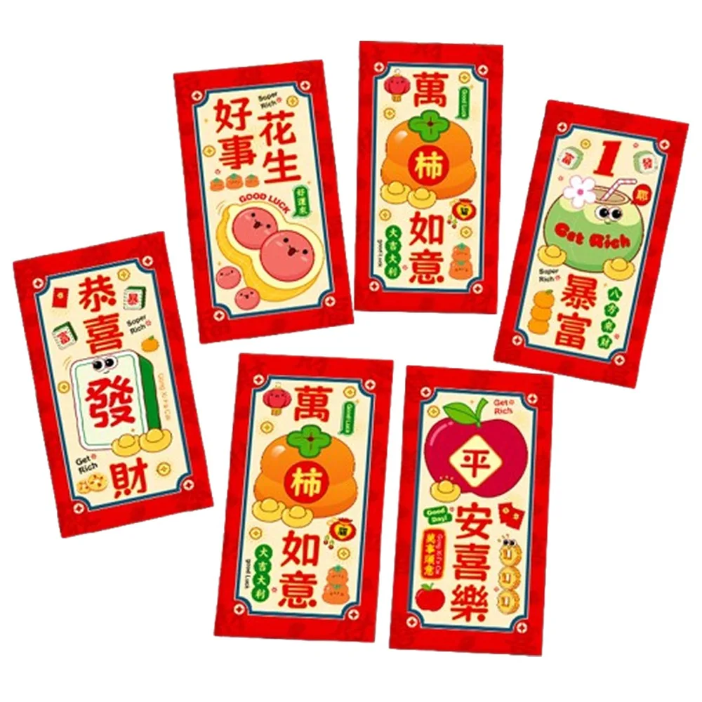 

6pcs Cartoon Pattern Horse Year 2026 Red Envelope Gold Stamping Traditional Money Envelope Hongbao Best Wishes Money Bag