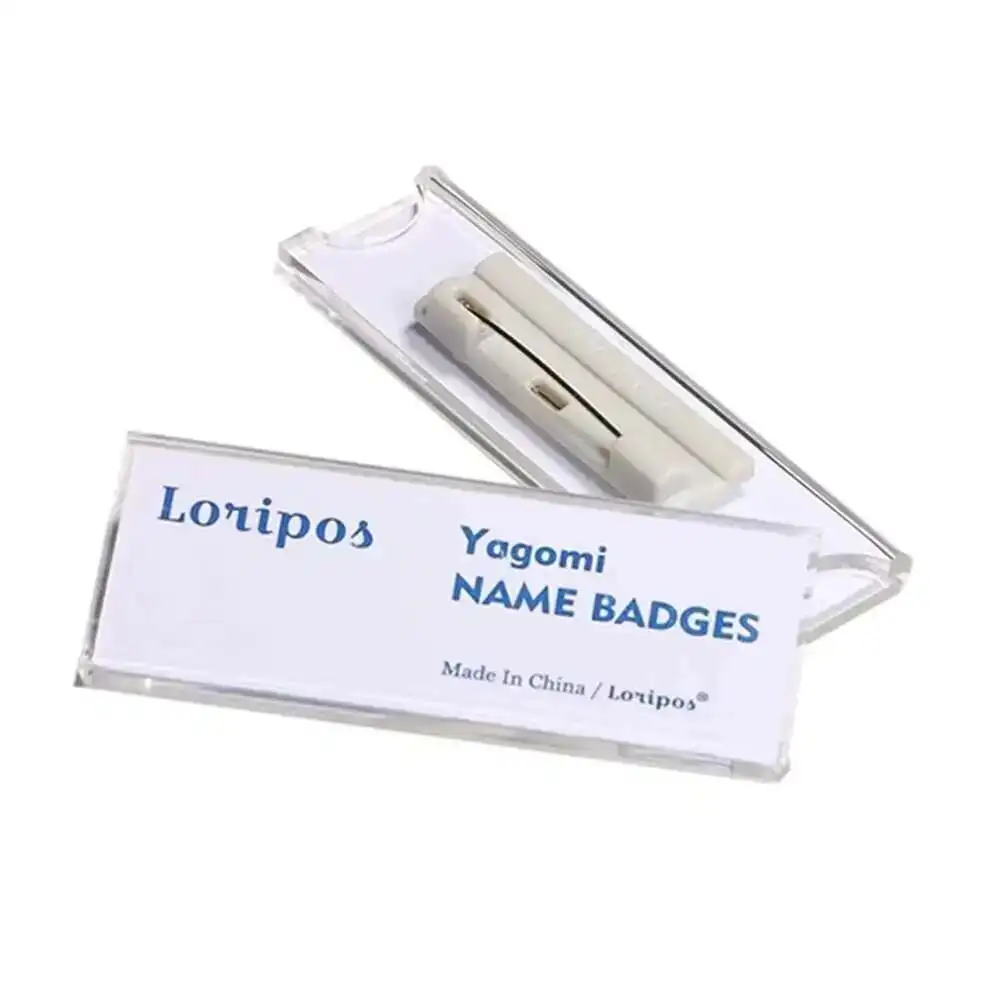 Pin-on Acrylic Holder For Id Card Identification Name Plate Id Card Tag Safety Pins Plastic Conference Name Badge Pin On Holder
