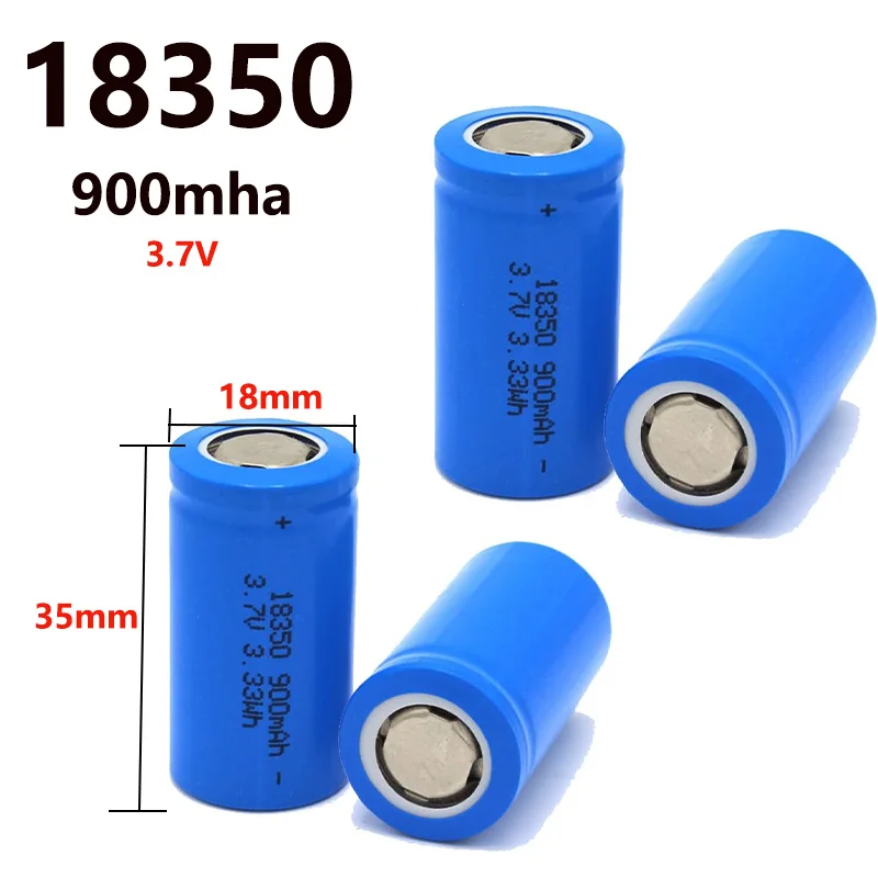 18350 battery 900mAh  Rechargeable lithium ion Battery ICR18350 High drain Li-ion cell for flashlight torch power device