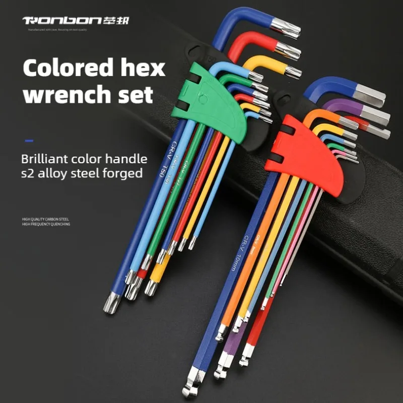 AliExpress NONE Allen Key Set L Wrench Kit For Allen Screw 9PCS Long Arm Hex Key Set 1.5mm To 10mm Hexagon Spanner Hand Tools For Bicycle Repair