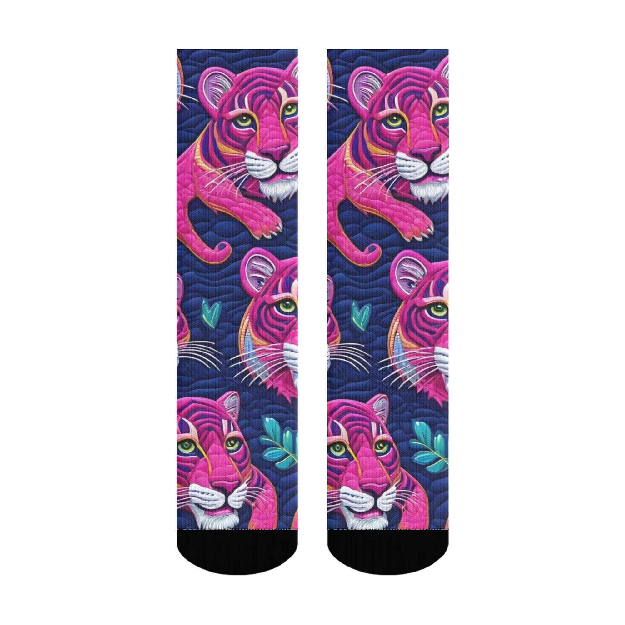 1 paio di calzini da uomo per tutte le stagioni con testa di tigre rosa e motivo di tigre adatti sia per sport di palla che per feste all'aperto