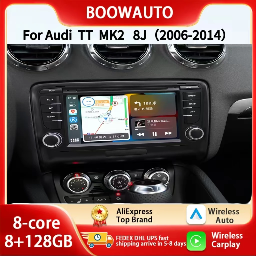 new Android 14 Auto Car Radio For Audi TT MK2 8J 2006-2014 Multimedia Player Stereo GPS Navigation Head Unit Carplay 4G WIFI