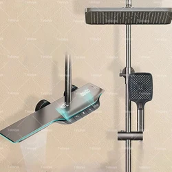 Digital Display Shower Set Bathroom Rainfall Piano Button Showers System Set Multifunction Booster Shower Nozzle