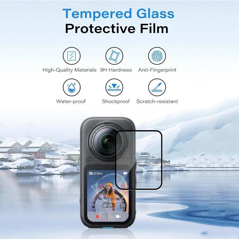 Tempered Glass Film for Insta360 X6 Camera Accessories Screen Protector Lens Guard Silicone Protective Cover Anti-loss Rope