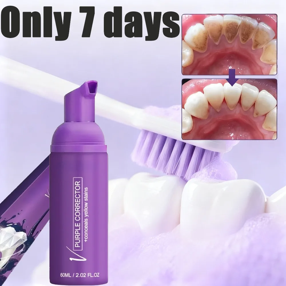 

Фиолетовый мусс для чистки зубов 2025 г., горячая глубокая очистка пятен на зубах, тарта, желтание зубов, уход за полостью рта, здравоохранение