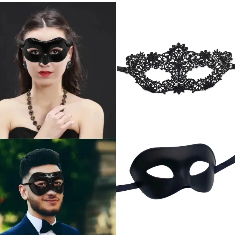 Männer Frauen Maskerade Prom Sexy Schwarz Augenmasken Paar Venezianische Cosplay Requisiten Halloween Karneval Party Kopfschmuck Halbe Gesichtsmasken – Detail 9