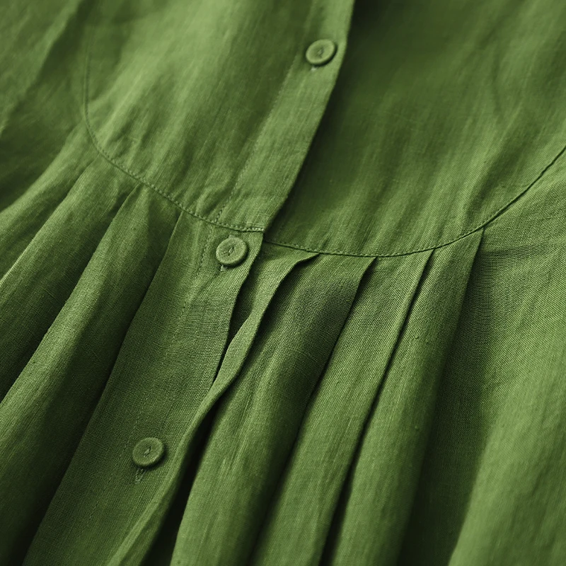 Artistic Loose Long Sve Dr Women's 2025 Early Spring New Sle Linen een Gown Skirt Commute A-Line Midi Dr