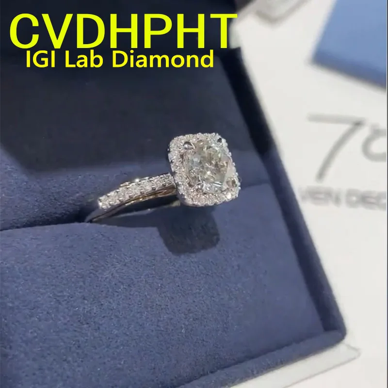 

Luxury Au750 18K White and Yellow Gold Ring IGI Lab Growing Diamond Ring Round D Color 3Ct wedding ring Factory sell ﻿
