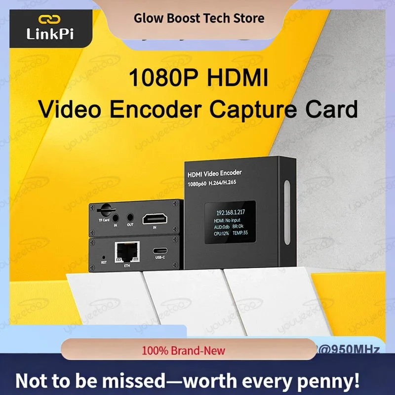 Glow Link Pi MiniENC1 Encoder Tragbares Streaming Full-1080P60 RTSP RTMP H265 Live Broadcast Video Encoder UVC Capt