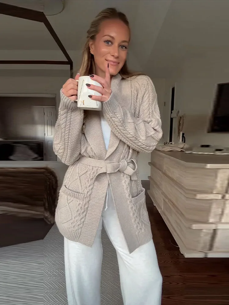 Automne hiver pull manteau femmes solide Cardigan simple boutonnage pull femmes à manches longues col en v poche tricoté pull