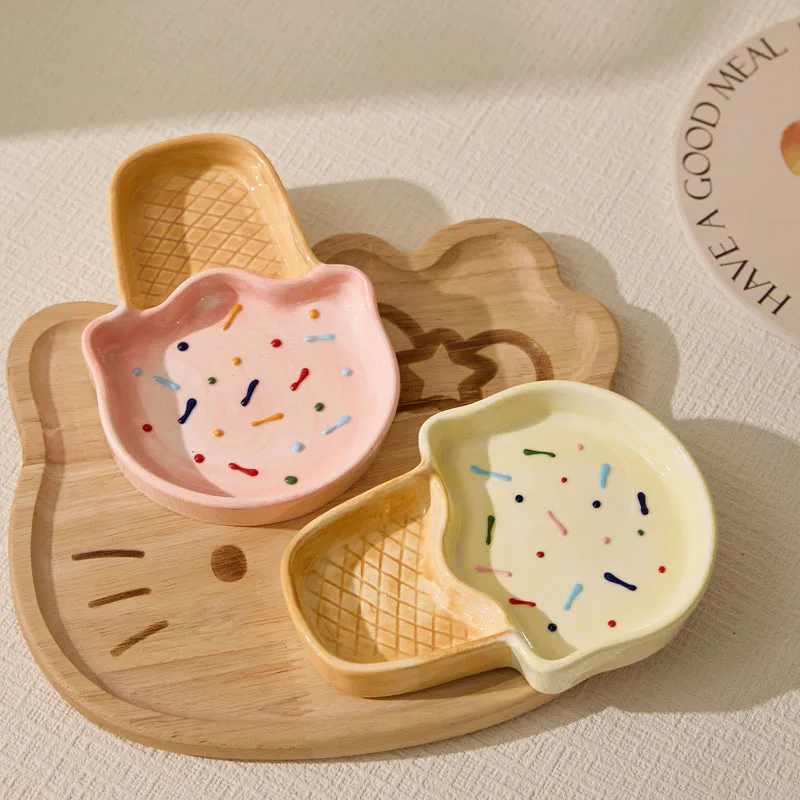 Nordic Cute Cone Shape Ceramic Dipping Dish Plate Living Room Kitchen Dining Table Seasoning Dish Dry Dish Craft Home Decoration