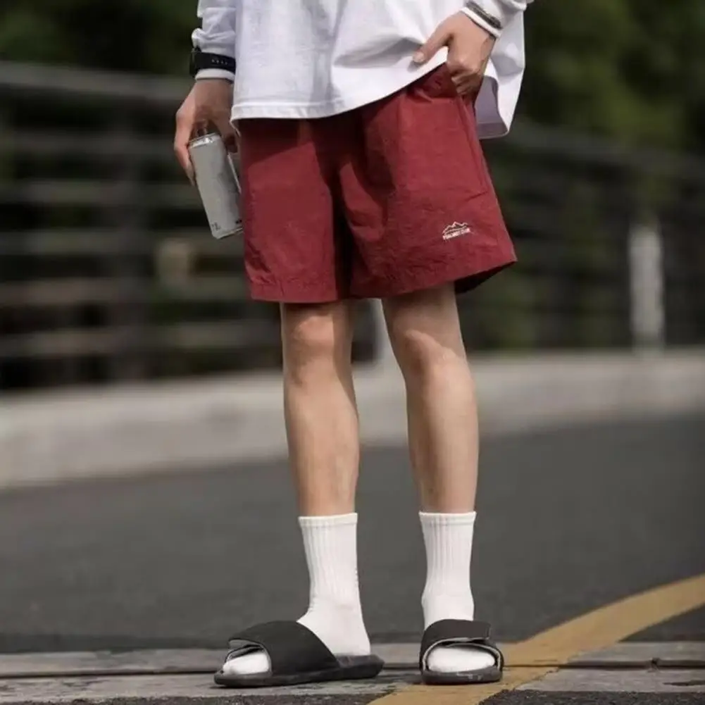 Men 2024 Summer Casual Shorts Letter Print Fashion Elastic Waist Male Breathable Short Trousers Men Retro Casual Cargo Shorts