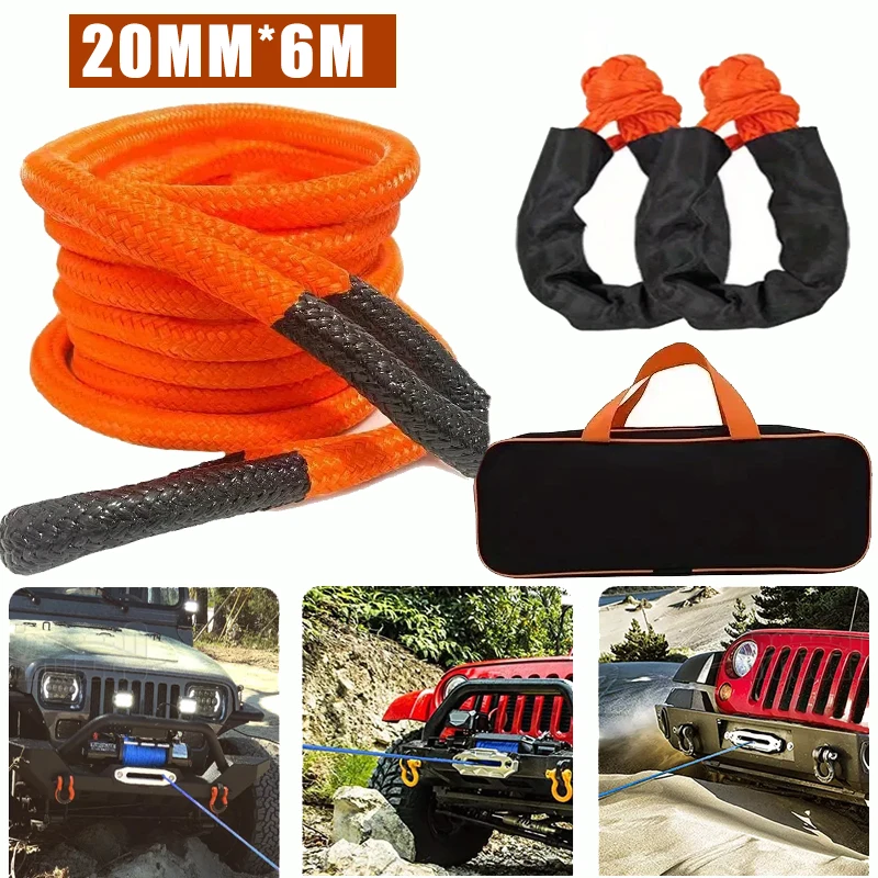 

Off Road Tow Hook 24250lbs 20MM*6M Automobile Emergency Wild Rescue Rope Recovery 4x4 Tow Strap Suit Car Accessories