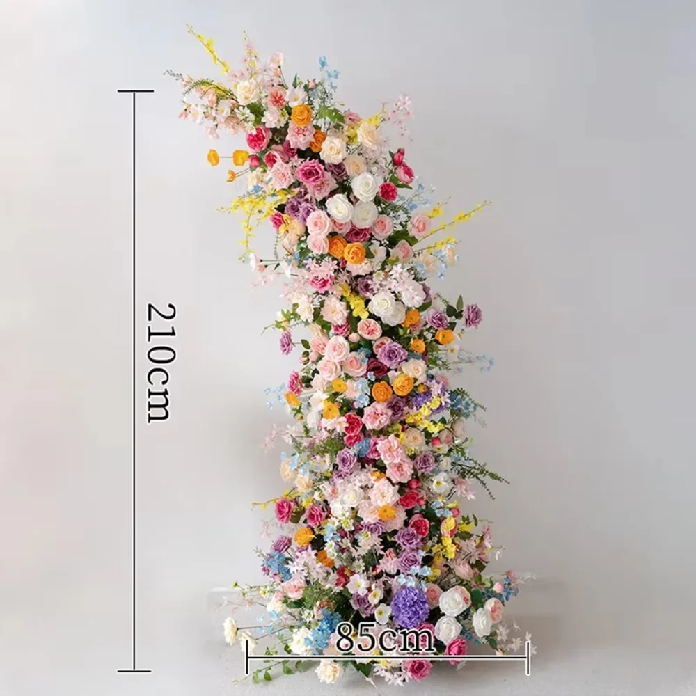 

Birthday Proposal Artificial Flowers Decoration Wedding Horn Arch Colorful Flowers Event Background Party Arch