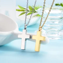 Stainless Steel Cross Cremation Pendant Necklace for women Men Ashes Urn Keepsake Jewelry with Filling kit