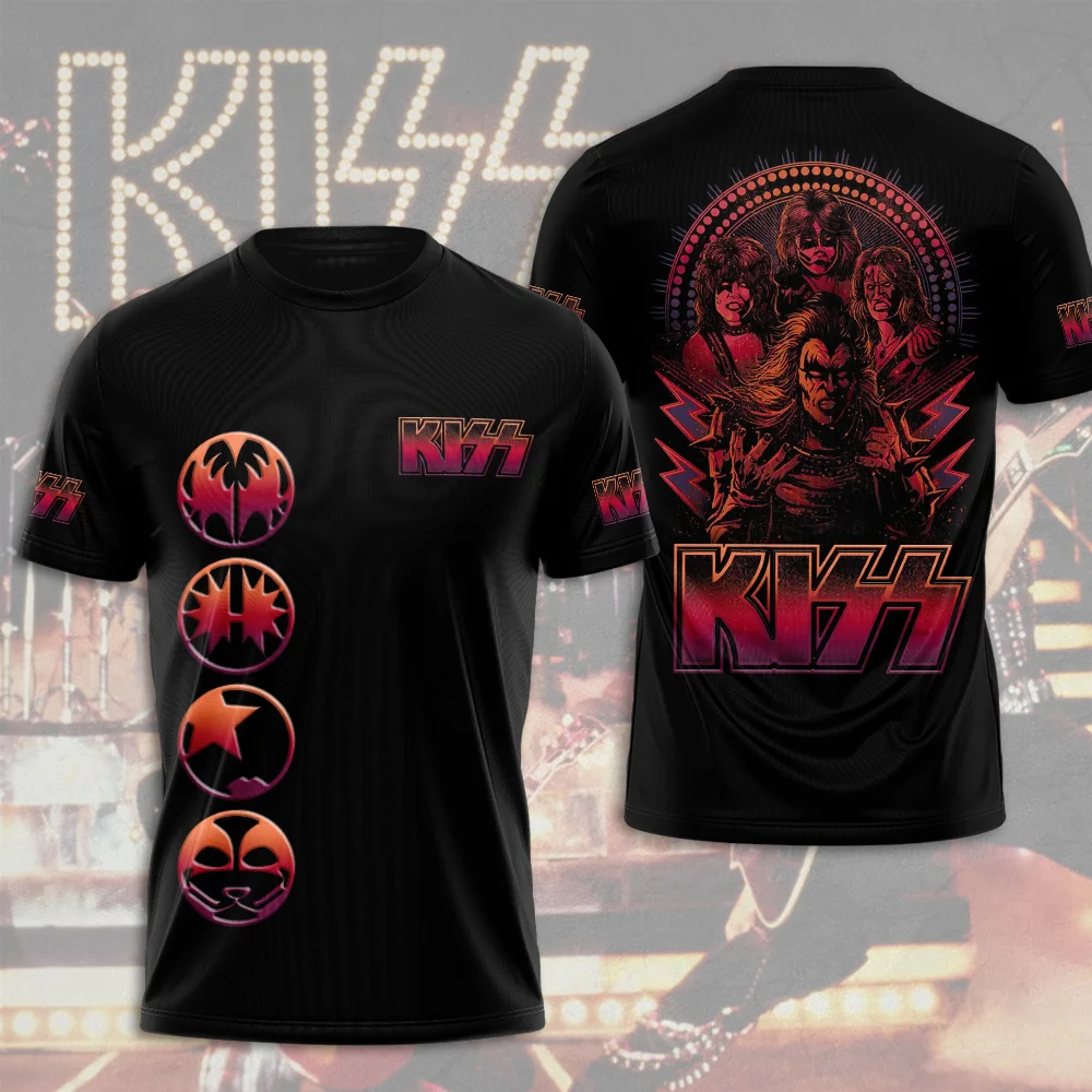 Classic Rock Kiss Band 3d พิมพ์ผู้ชายผู้หญิงแฟชั่นเสื้อยืด Hip Hop Tops Tees เด็ก T เสื้อผู้ชายเสื้อผ้า Heavy Metal Top Music