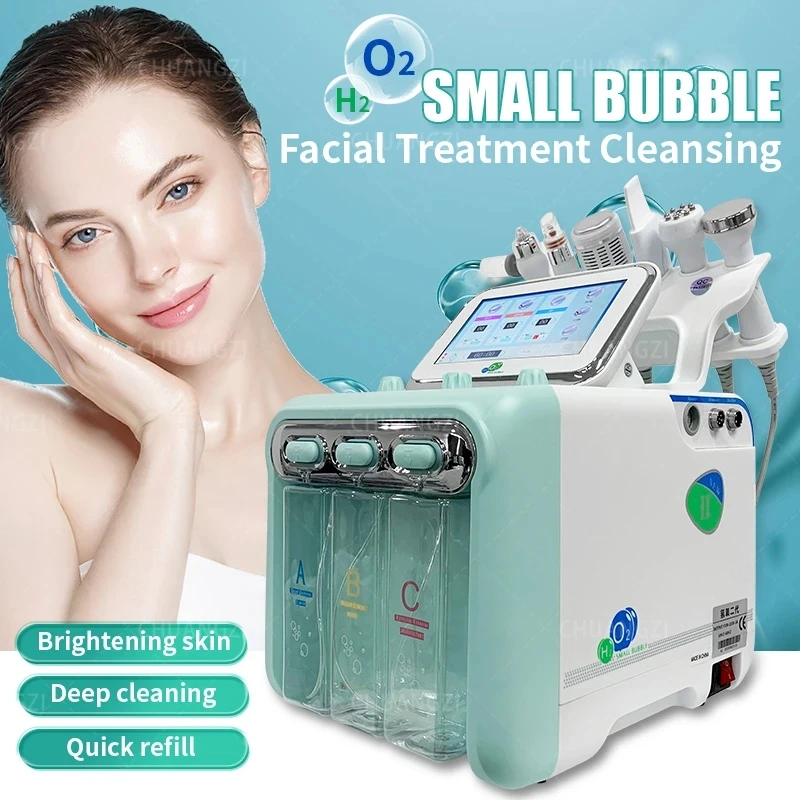 7 in 1 H2O2 Hydrogen Small Bubble Facial Beauty Machine NEW Hydro Dermabrasion Rejuvenation Tightening Skin Face Clean Spa Salon