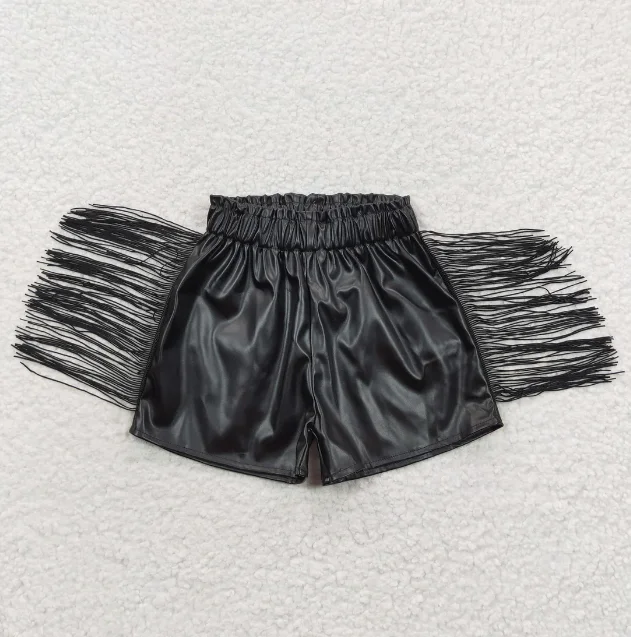 Dancing Fashion Little Kids Girls Summer Shorts Multi Color Elastic Waist Leather with Tassel Design Shorts Clothes