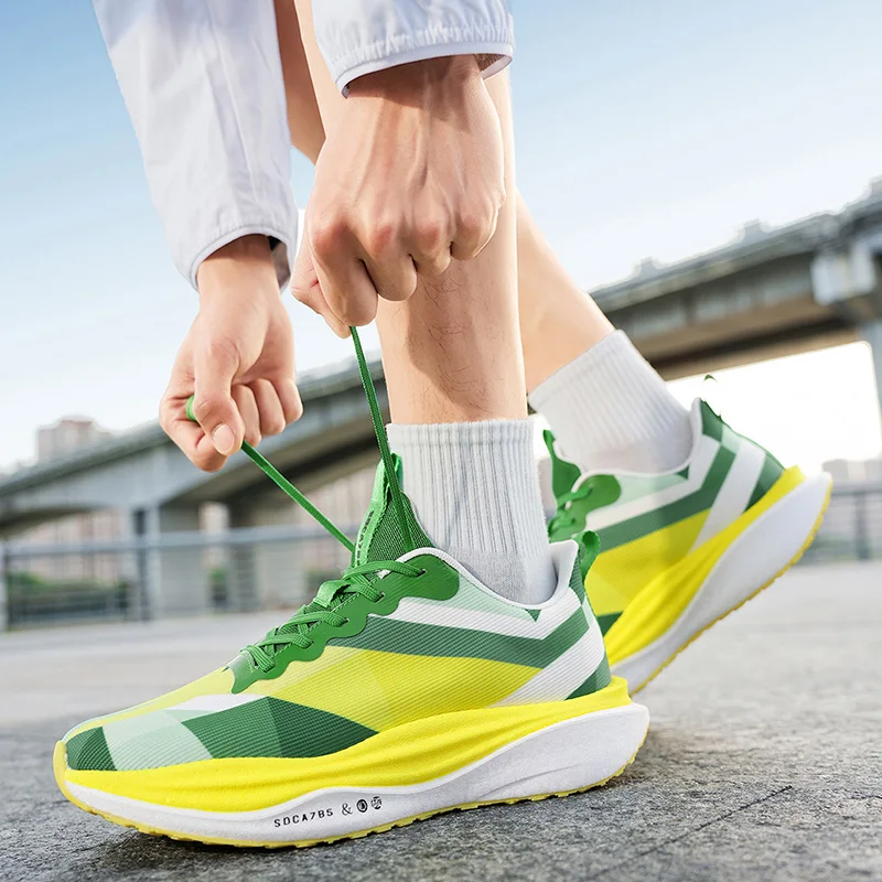 Men's Running Shoes Jogging Breathable Mesh Cushioning Non-Slip Outdoor Luxury shoes Couple Trainer Race Sneakers Off-road Shoes