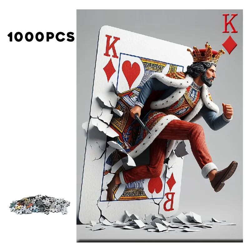 ไพ่โป๊กเกอร์คิงแบบหนา 1000 ใบ - ดีไซน์ไพ่รอยัลสีสันสดใส พร้อมสีหัวใจและสีเพชร เหมาะสำหรับค่ำเกมส์ คริสต์มาส