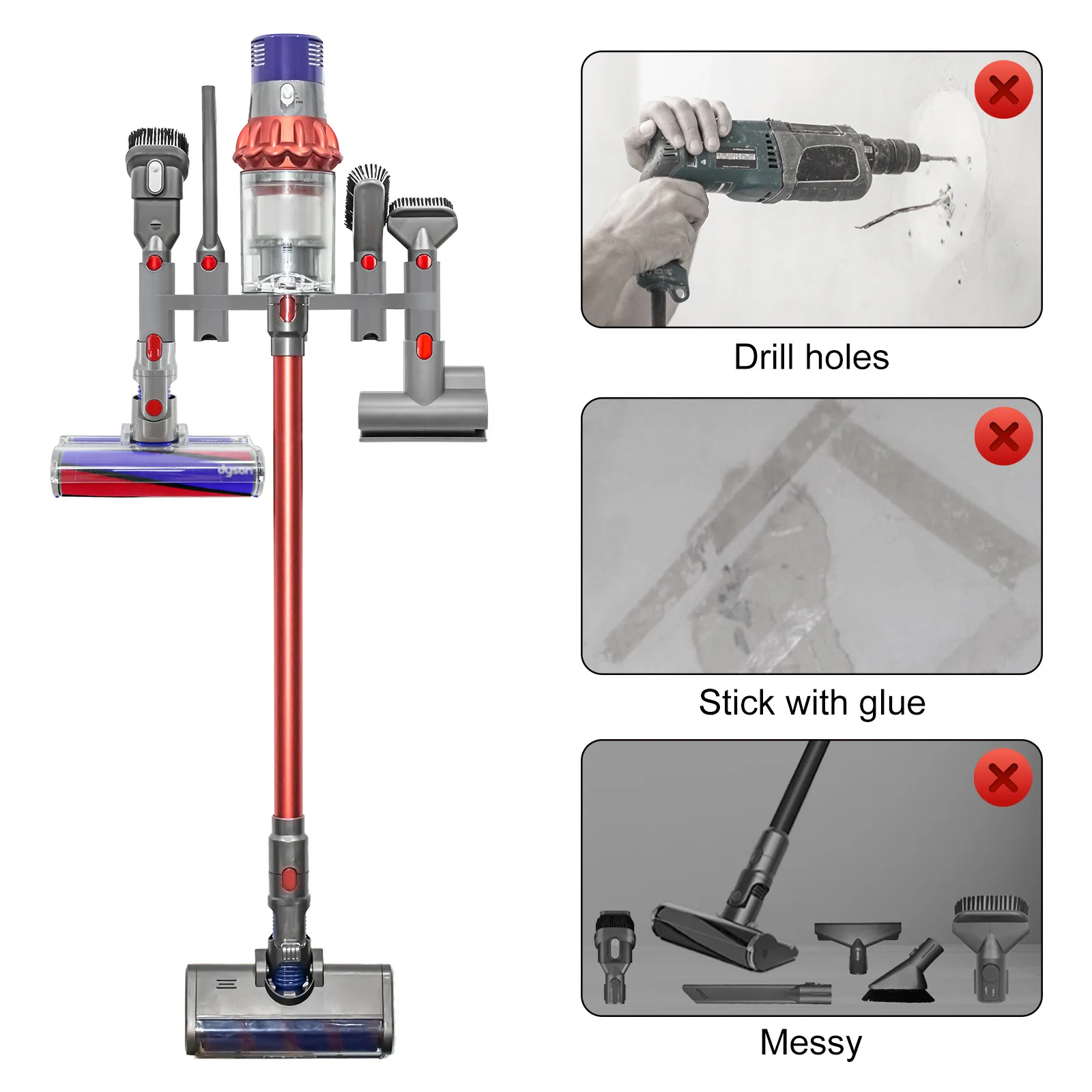 For Dyson V7 V8 V10 V11 V12 V15 Vacuum Cleaner Place Brush Head Nozzle Cleaning Accessories Bracket Storage Shelf Tools Holder