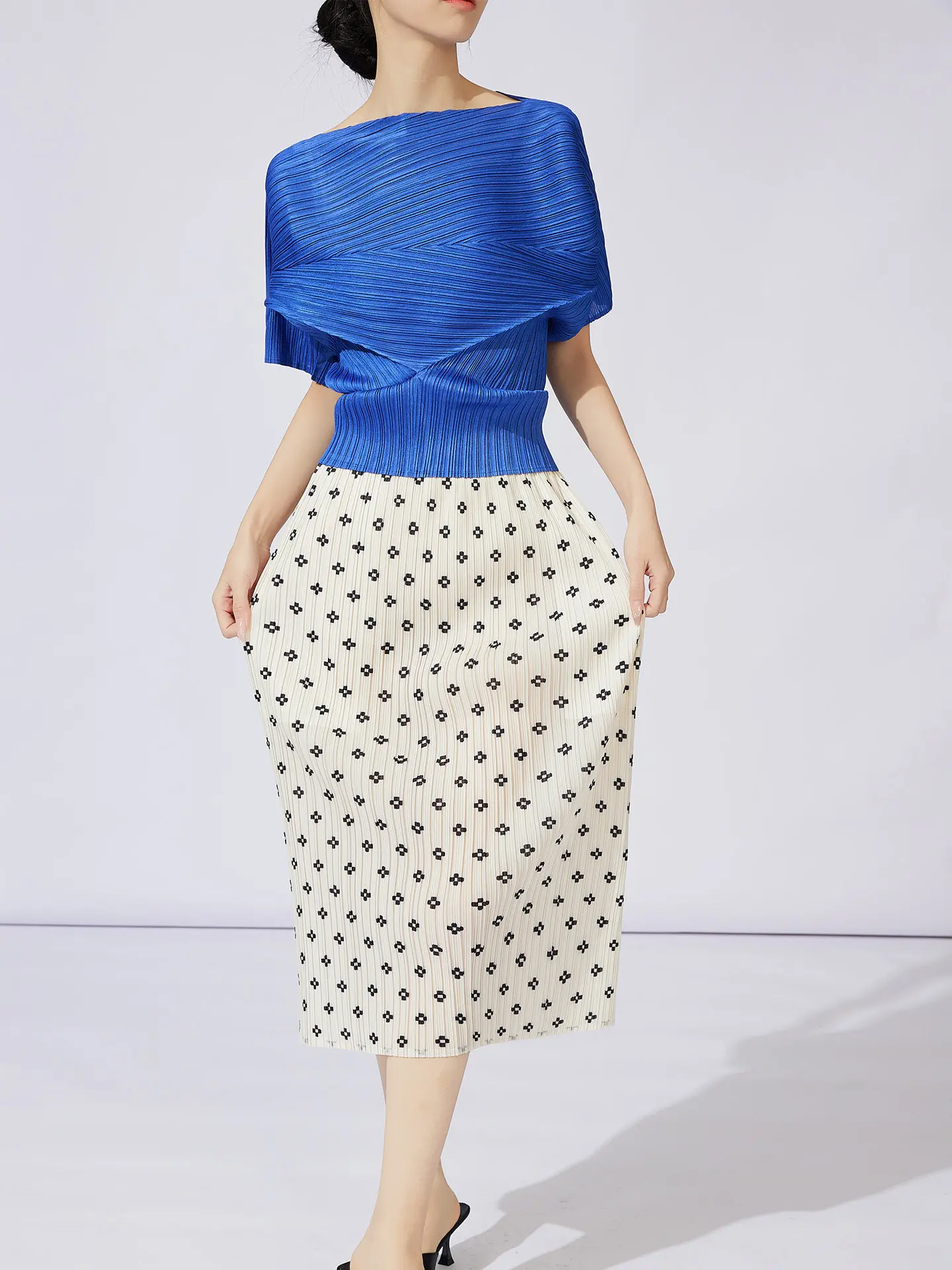 

Шикарная женская повседневная юбка миди в горошек, А-силуэт, с высокой талией, из полиэстера