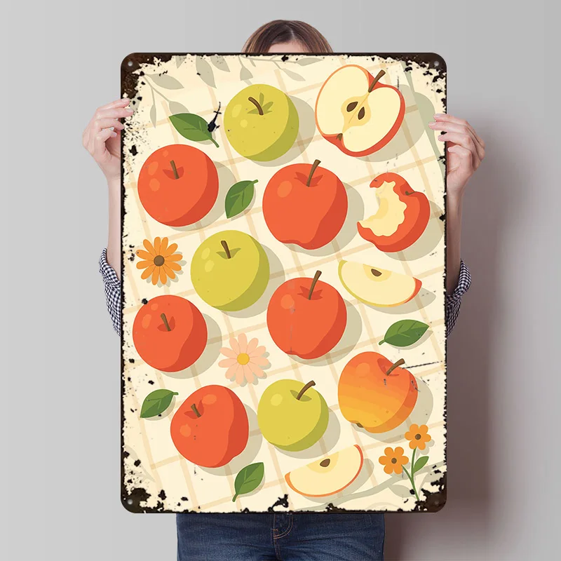 Apple – A Stylized Tablescape Poster Customized Vintage Metal Signs Wall Art Retro Tin Plaque for Interior Accessories Wand Deko