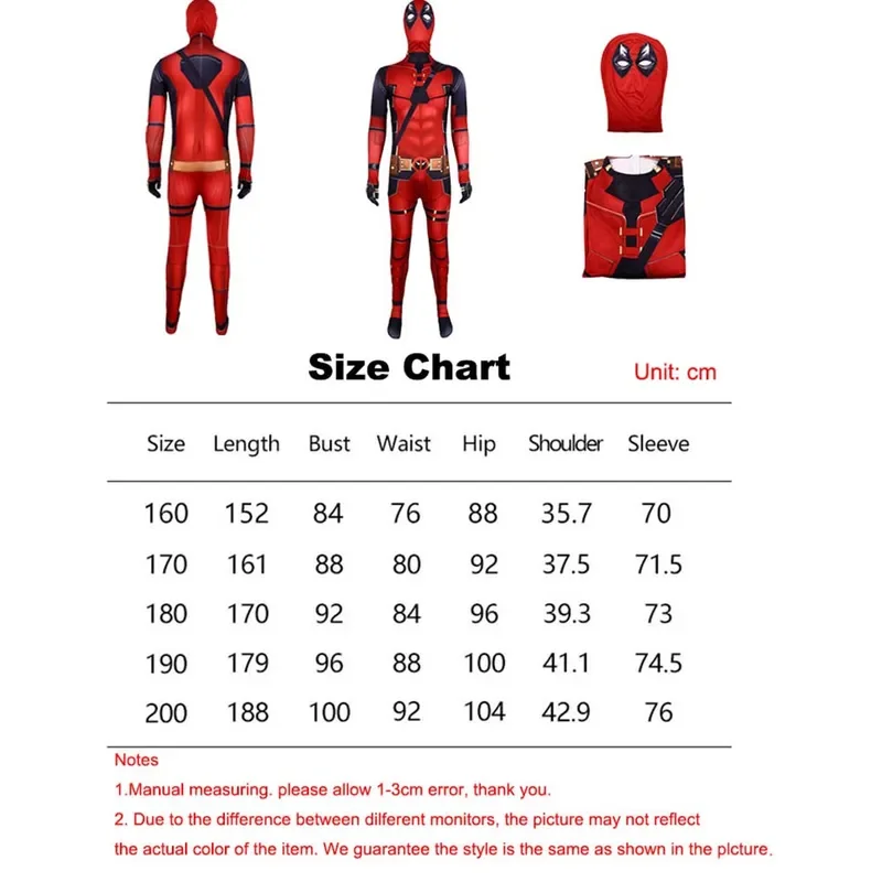 SN552 Piece Deadpool Wolverine Jumpsuit Red Men Women Cosplay Costume Superhero Headgear Performance Party Halloween Zentai@54WE
