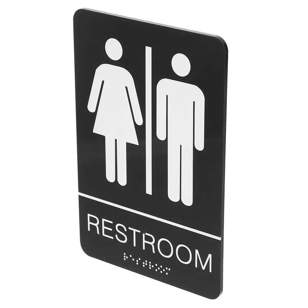 Acrylic Unisex Restroom Sign Self Adhesive Braille Ada Compliant Toilet Signage for Business Office Restaurant Public Space