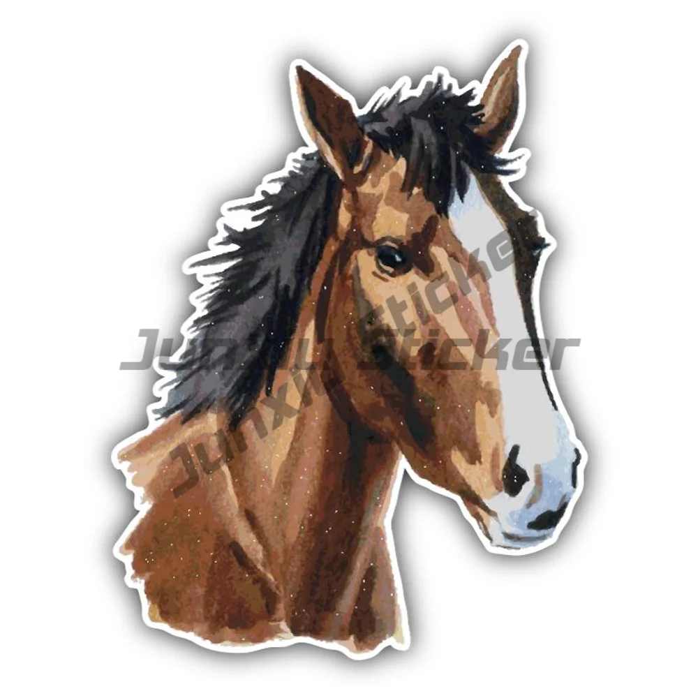 

Watercolor Horse Head Sticker Exterior Accessories For Suv Bodywork Guitar Motorcycle Helmet Pickup Windshield Car Body Bumper